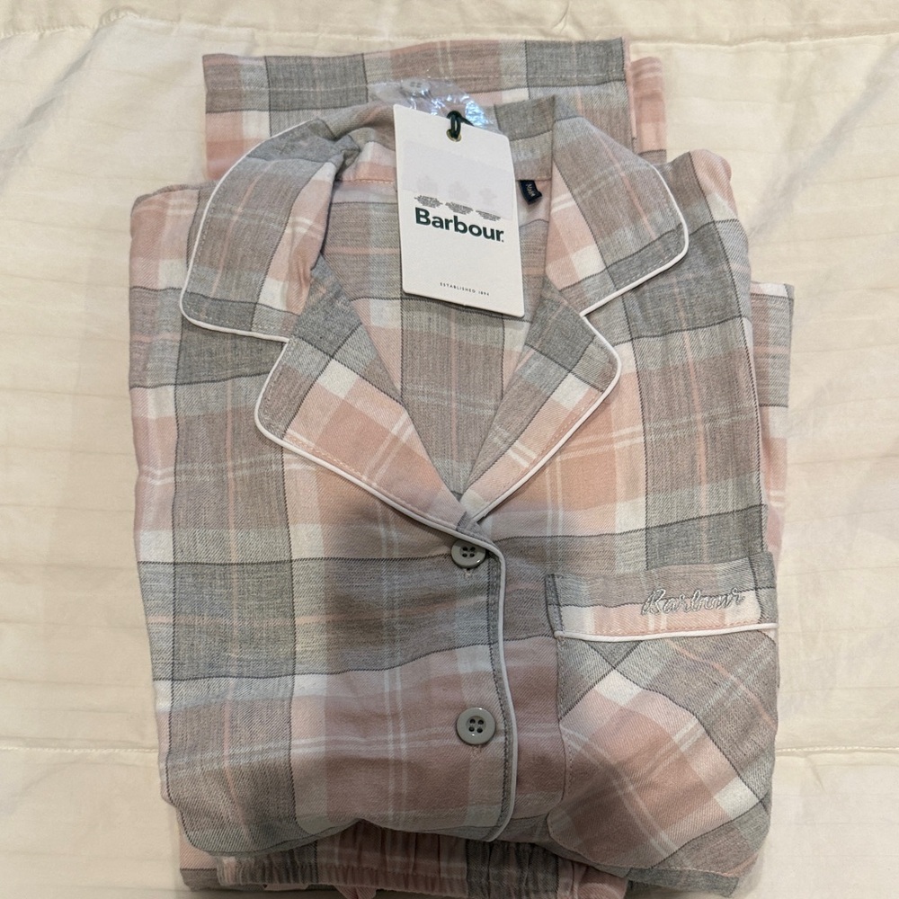 Barbour Women's Plaid Pajama Set - Pink and Gray